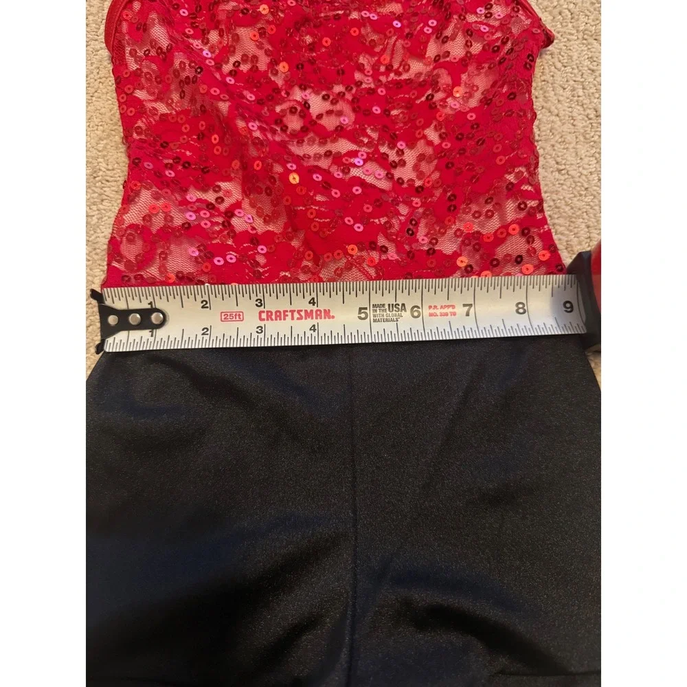 Sparkly Red Weissman‎ Dance Costume + Feather & Tulle Skirts + Bow! 💃